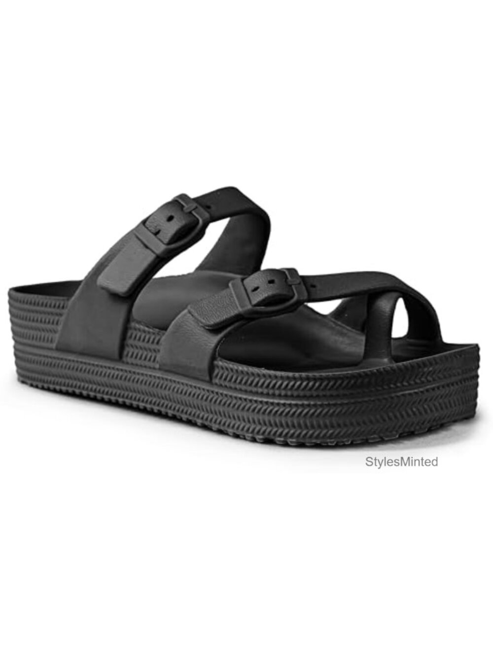 Women's Adjustable Buckle Platform Slide Sandals Arch Support Comfort EVA